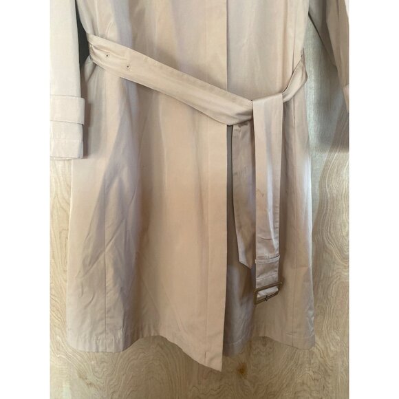Vintage Aquascutum Trench Coat Tan Silk Blend Made in Japan Size 11 - Picture 11 of 13